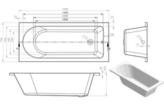 Ocean Round Single End 1600x700x550mm 0TH Bath w/Legs