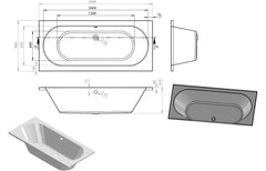 Ocean Round Double End 1800x800x550mm 0TH Bath w/Legs