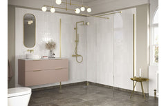 kilo 500mm Wetroom Side Panel & Arm - Brushed Brass