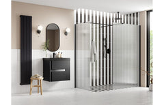 kilo 800mm Fluted Wetroom Panel & Side Panel Arm - Black