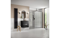 kilo 1200mm Fluted Wetroom Panel & Support Bar - Black