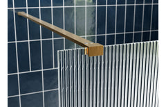 kilo 800mm Fluted Wetroom Panel & Support Bar - Brushed Brass
