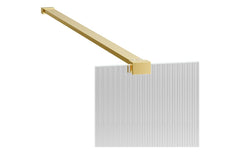 kilo 800mm Fluted Wetroom Panel & Support Bar - Brushed Brass