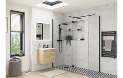 kilo 800mm Wetroom Side Panel & Arm - Black