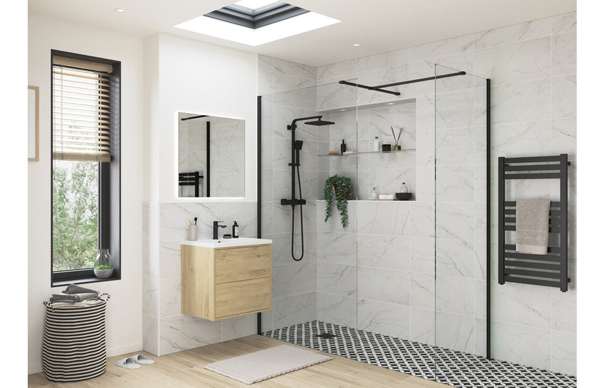 kilo 800mm Wetroom Side Panel & Arm - Black