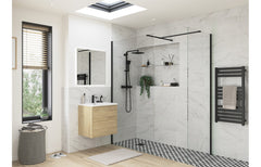kilo 800mm Wetroom Side Panel & Arm - Black