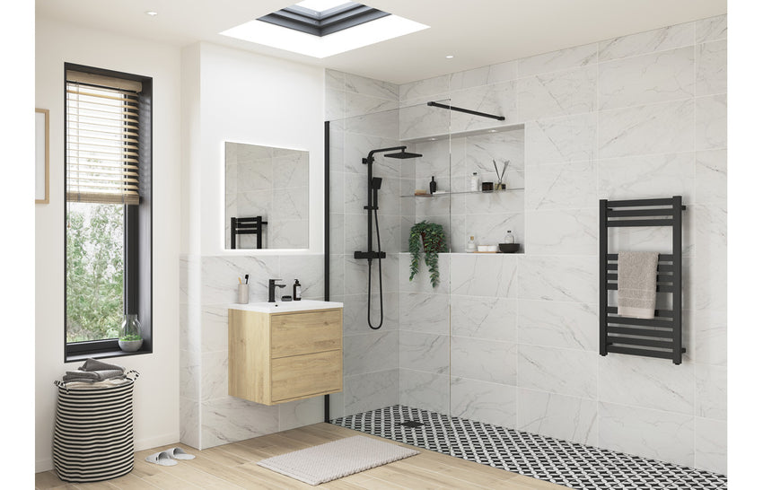 kilo 500mm Wetroom Panel & Support Bar - Black