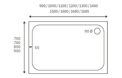 45mm Low Profile 1100x900mm Rectangular Tray & Waste